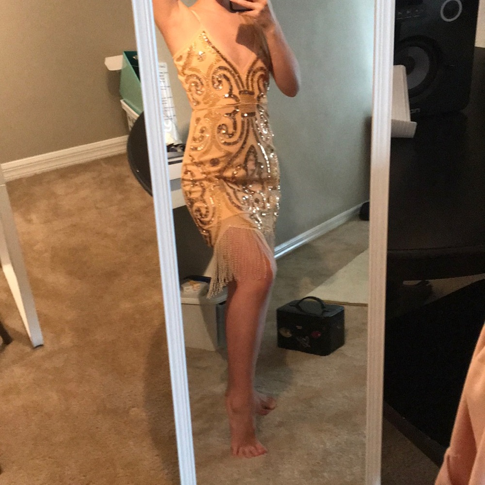 Pretty little thing sequin dress with tassels